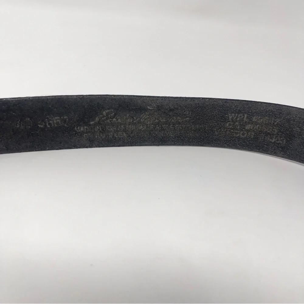 Vintage Eddie Bauer Black Thick Leather Belt, Brass Buckle Classic‎